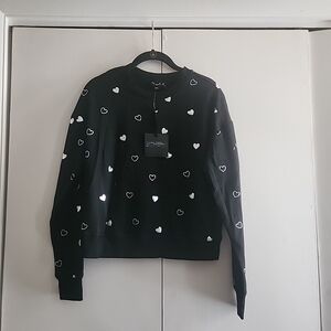 Marled Black and White Patterned Top